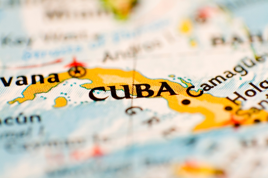 Map Showing Cuba